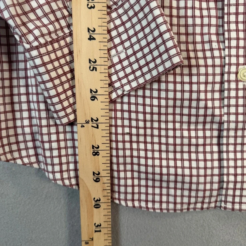 Banana Republic Mens XL Maroon White Graph Check Button Down Shirt Long Sleeve